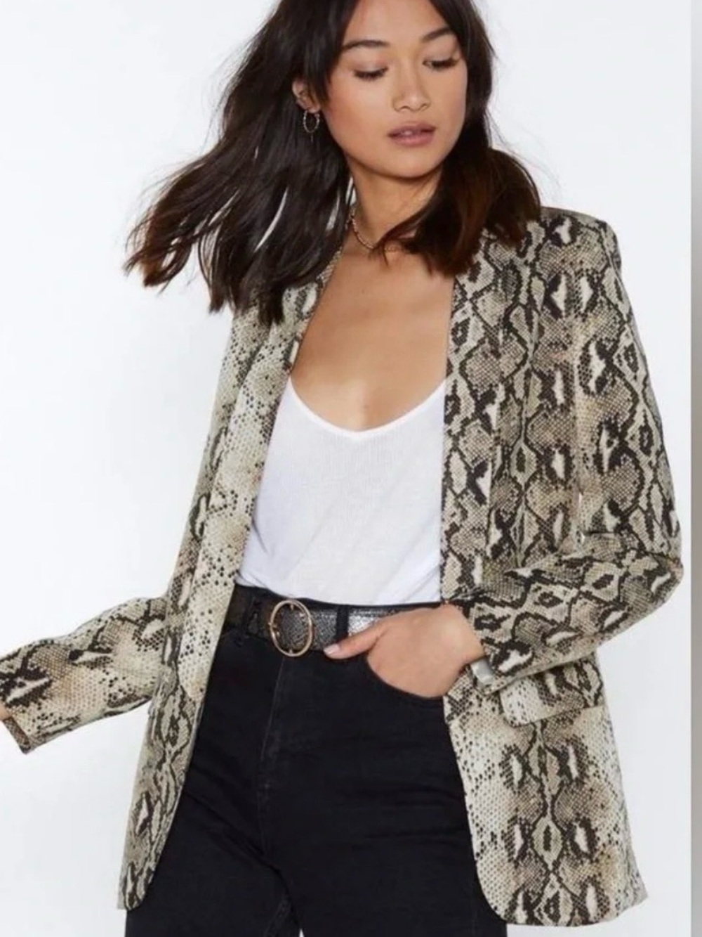 Joseph Ribkoff Snake Print Open Front Blazer Jacket Size Size 10